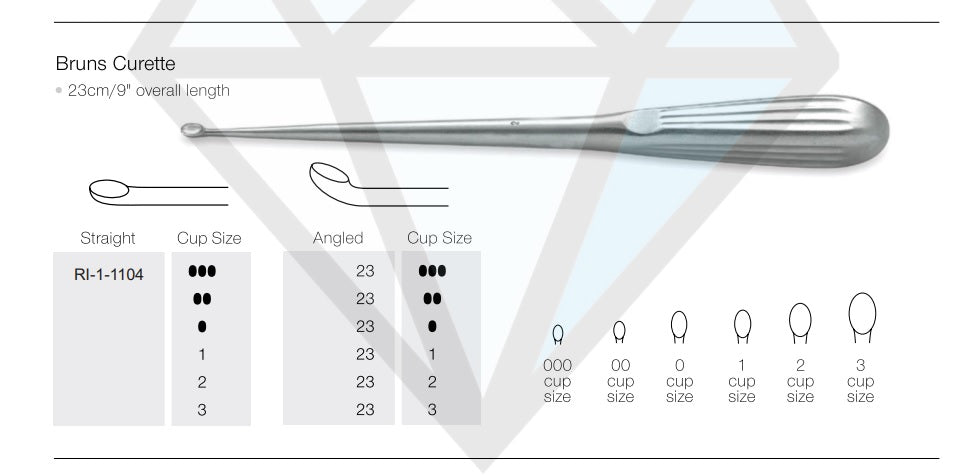 Bruns Spinal Curette Angled (Cup Size-00) – Neuro Surgical Instrument
